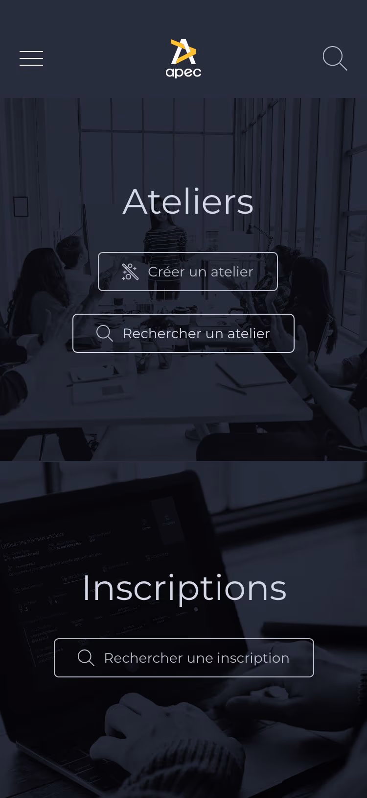 Parcours Ateliers sur mobile : inscriptions et sessions dans l'application Apec